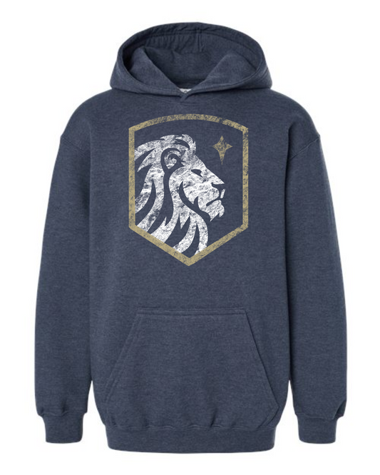 ADULT and YOUTH Sizes - Distressed Crest Hoodie