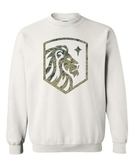 YOUTH SIZES - Crewneck Sweatshirt - Distressed Crest Print